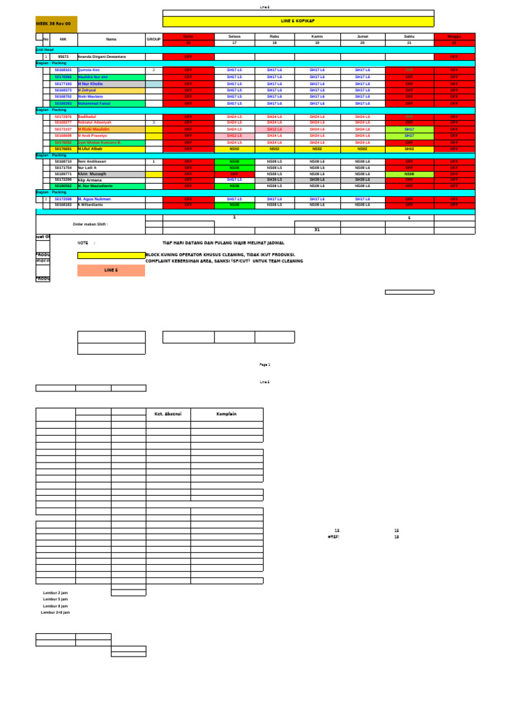 Jadwal Packing Week 38 R1 | PDF