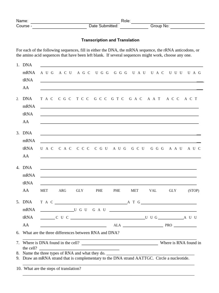 Protein Synthesis Pdf Translation Biology Messenger Rna