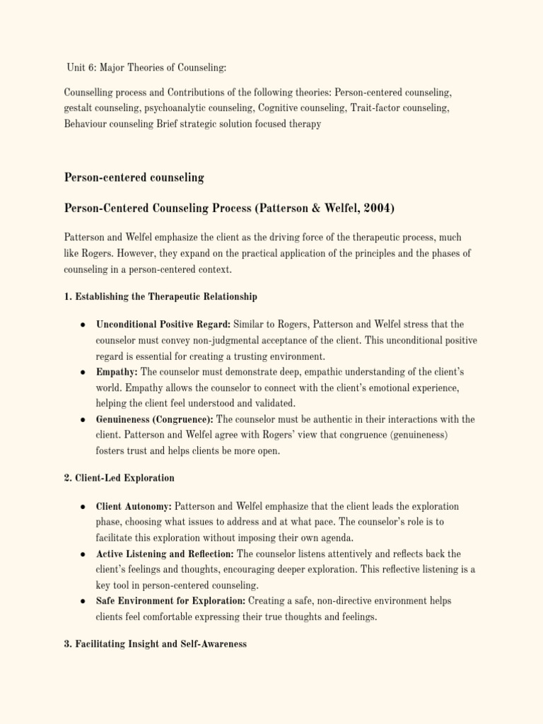 Major Counseling Theories Explained | PDF | Psychotherapy | Cognitive ...