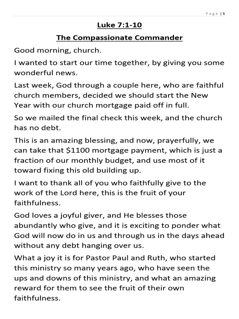 Luke 7 1 10 Commentary