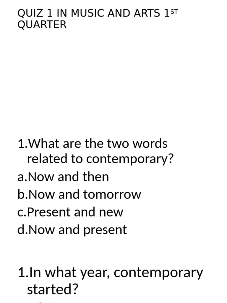Quiz in M and A | PDF | Performing Arts