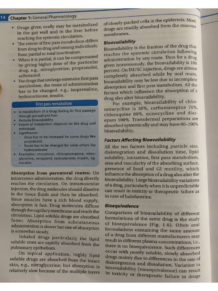 First Pass Metabolism and Bioavailability | PDF