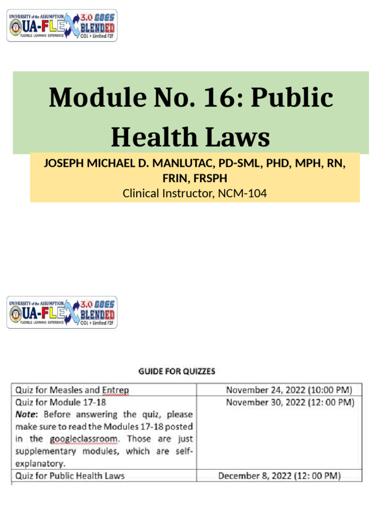 Module 16 Public Health Laws | PDF | Hiv/Aids | World Politics