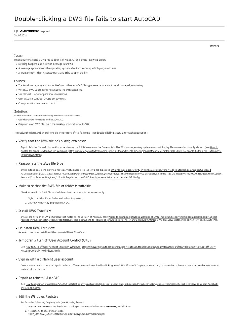 Fix AutoCAD DWG Launcher Issues | PDF | Windows Registry | Auto Cad