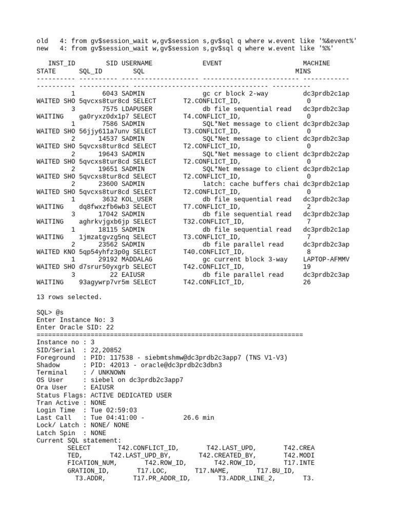 Database Session Analysis | PDF | Computing | Computer Architecture