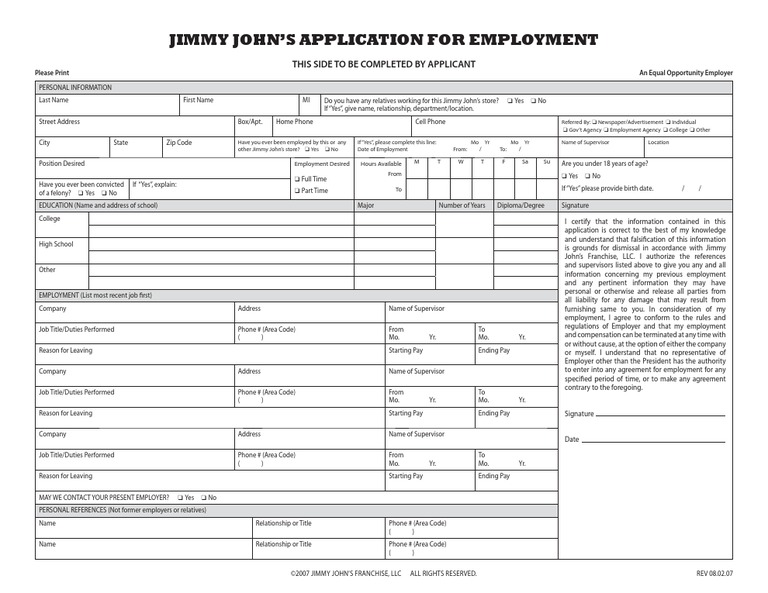 Jimmyjohnsappplication | PDF | Address (Geography) | Franchising