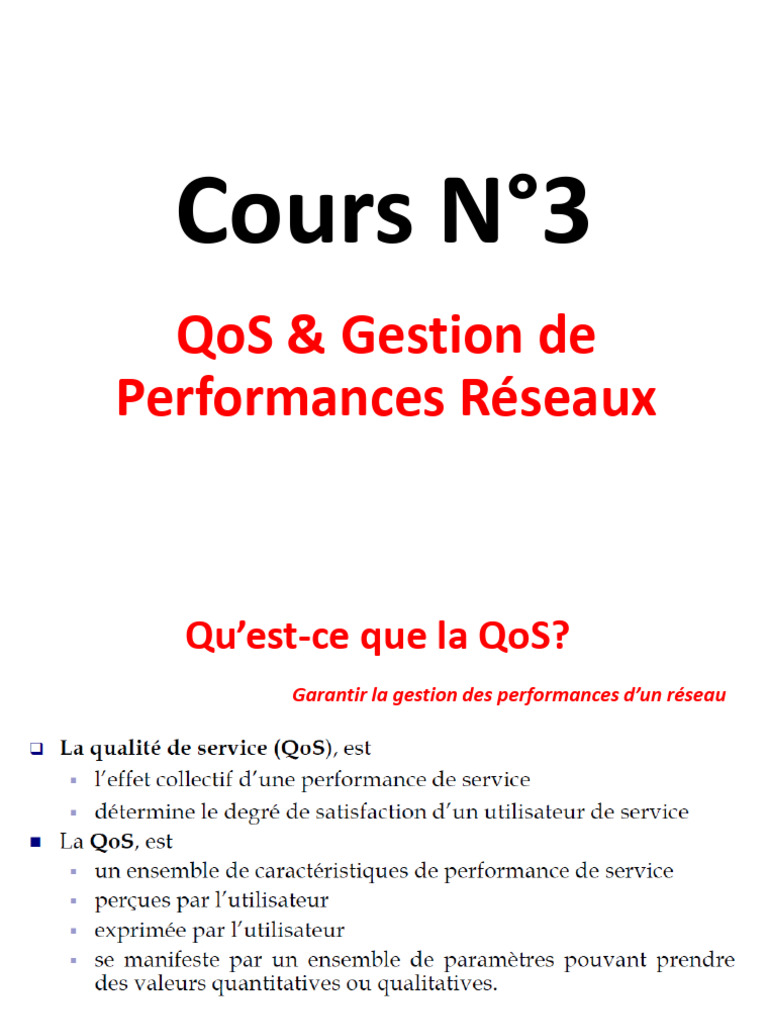 QoS et Gestion des Performances Réseaux | PDF