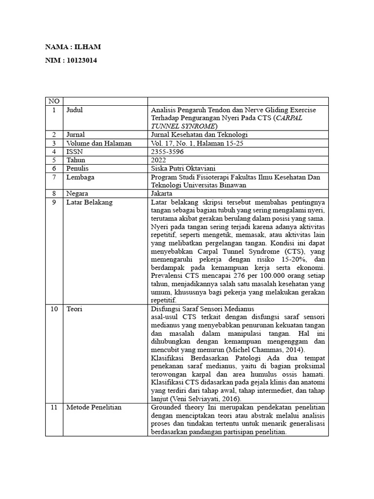Terapi Fisioterapi untuk CTS Nyeri Tangan | PDF