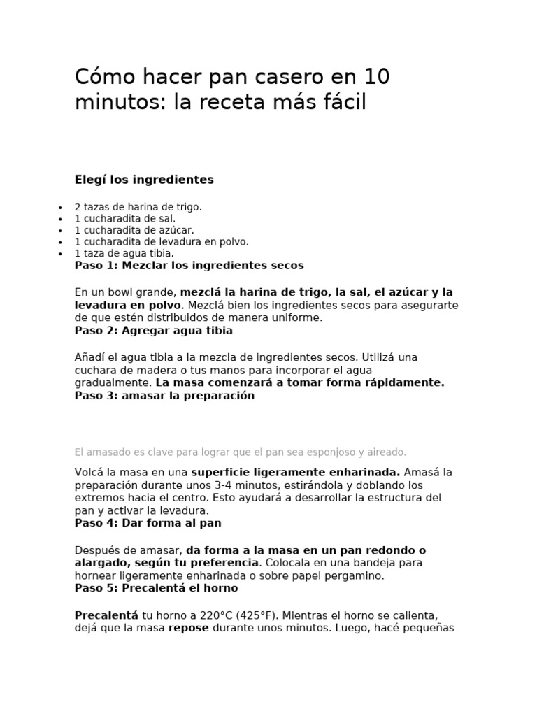 Cómo hacer pan casero en 10 minutos | PDF | Panes | Cocinando