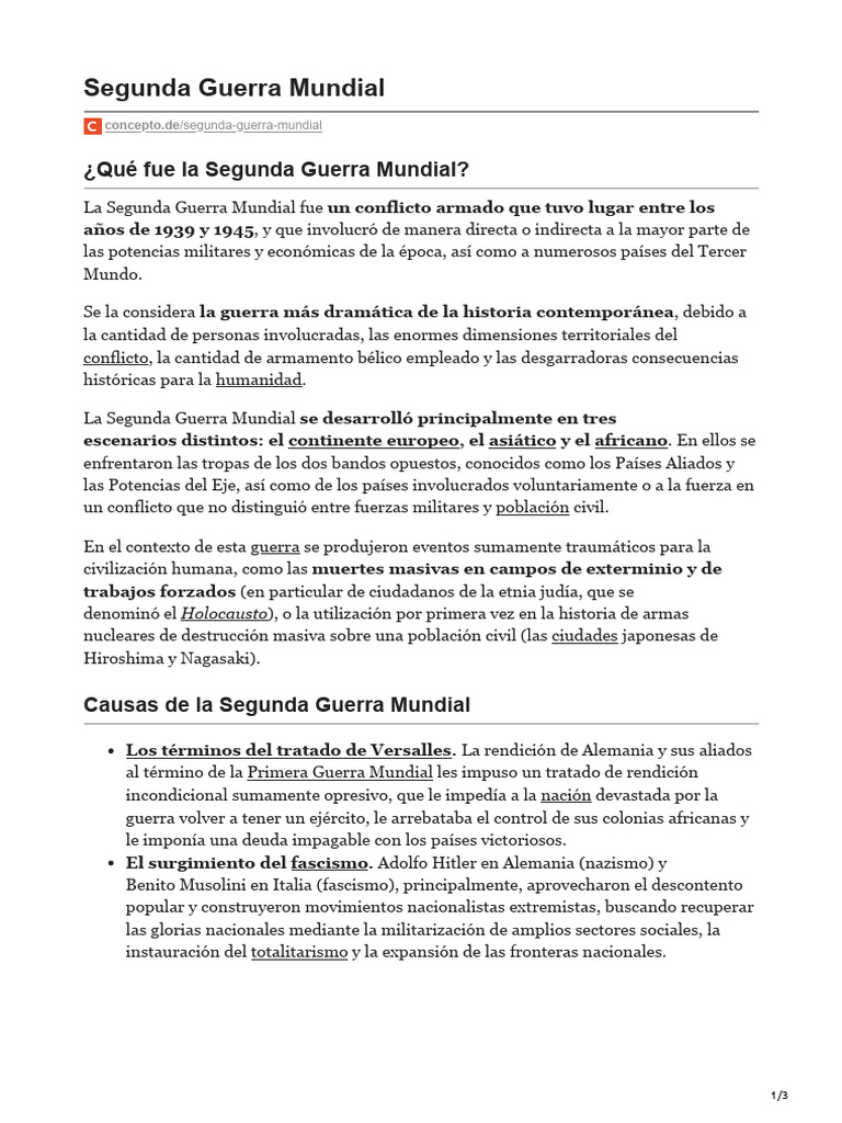 Causas y consecuencias de la Segunda Guerra Mundial | PDF | Aliados de ...