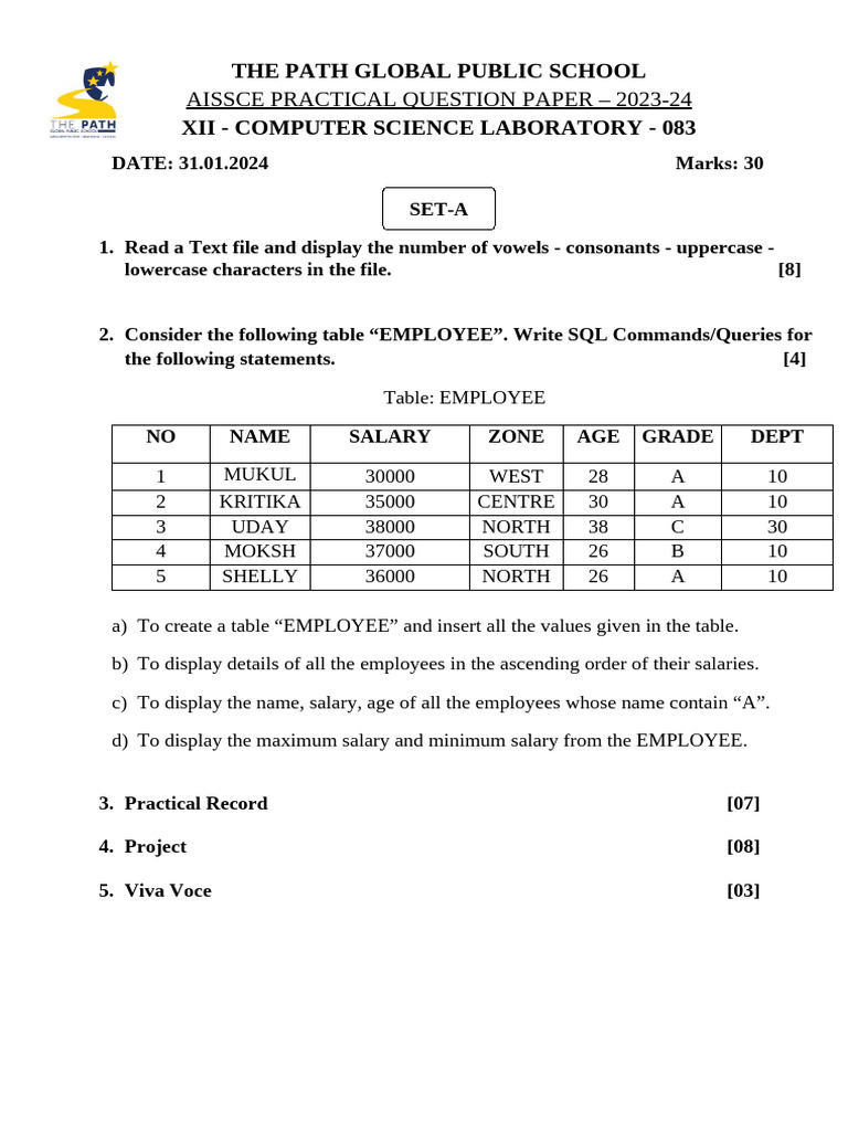 Xii cs practical question papers 31 01 2024 pdf computing data