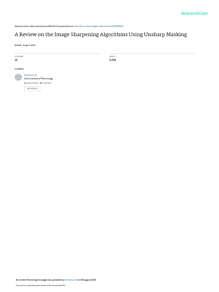 AReviewonthe Image Sharpening Algorithms Using Unsharp Masking 1 | PDF ...