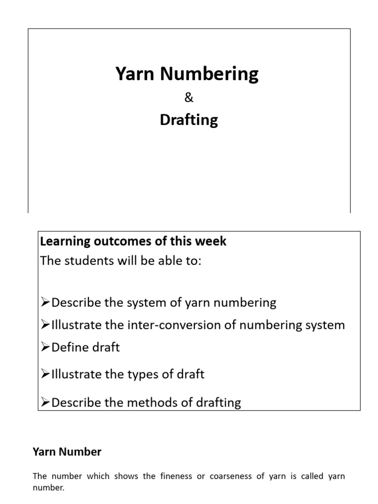 Yarn Numbering & Drafting Guide | PDF | Yarn | Textile Arts