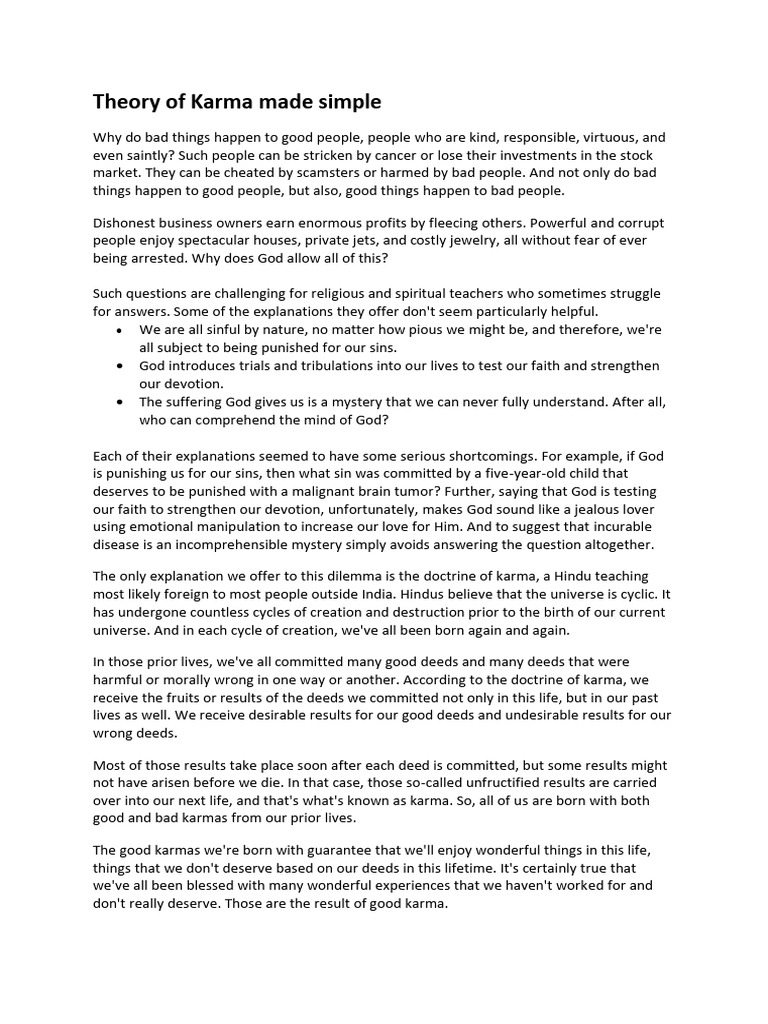 Theory of Karma | PDF | Karma | Reincarnation