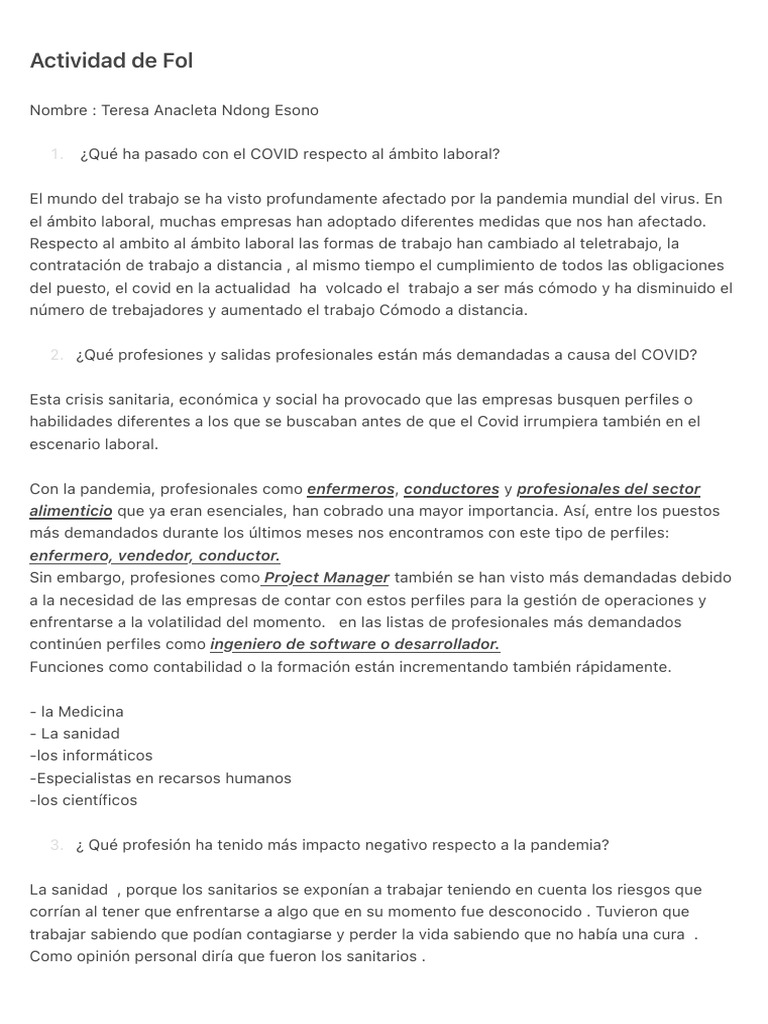 Impacto del COVID en el Trabajo y Demandas Laborales | PDF | Economias