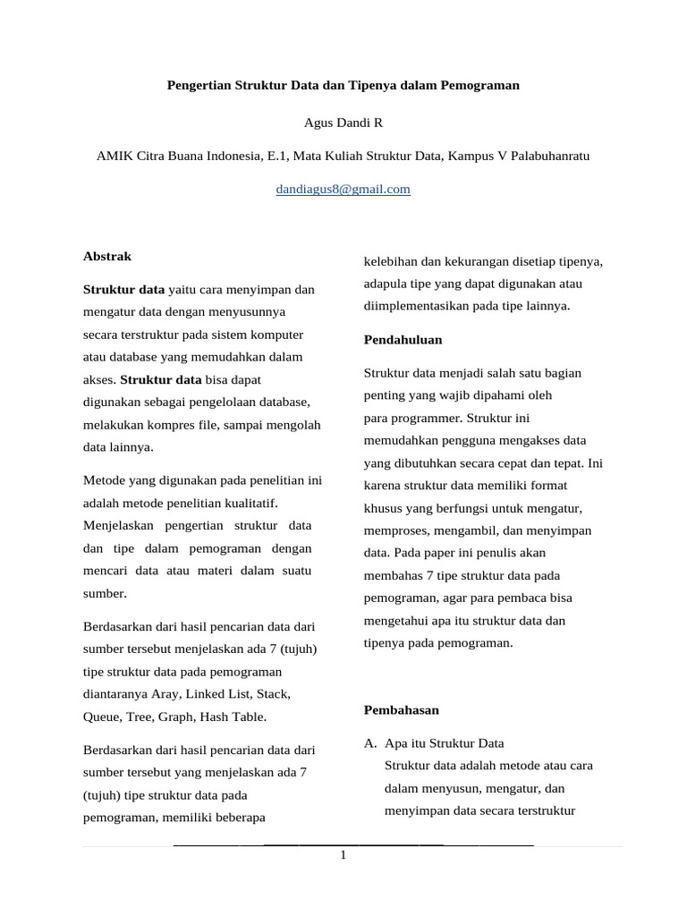 Tipe Struktur Data dalam Pemrograman | PDF