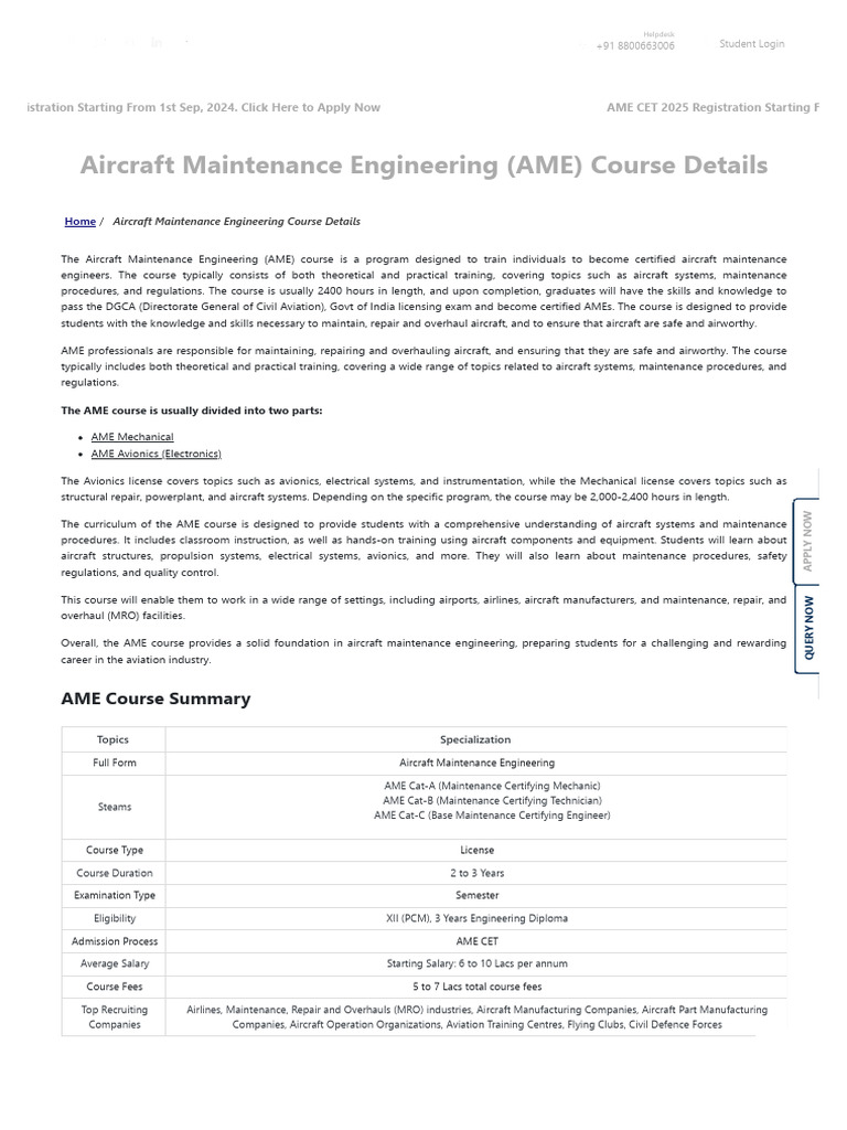 aircraft-maintenance-engineering-ame-course-details-duration-ame