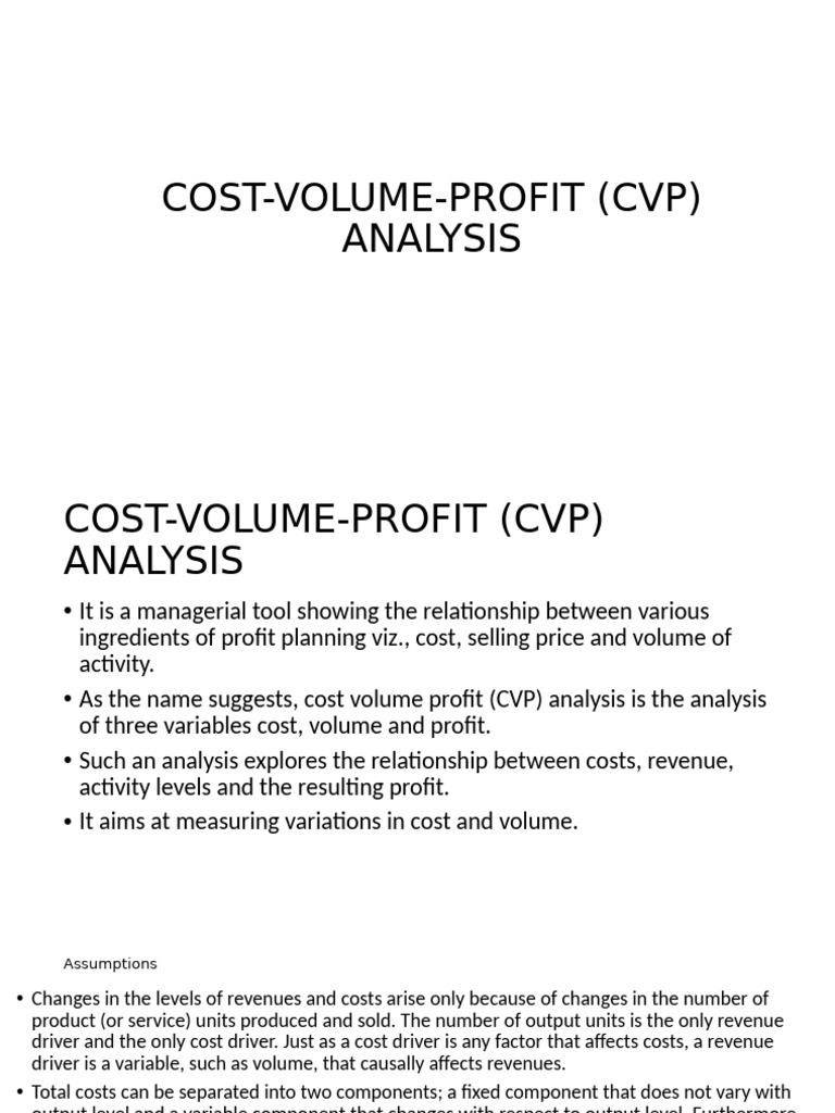 Cost-Volume-Profit Analysis Guide | PDF | Pricing | Business Economics