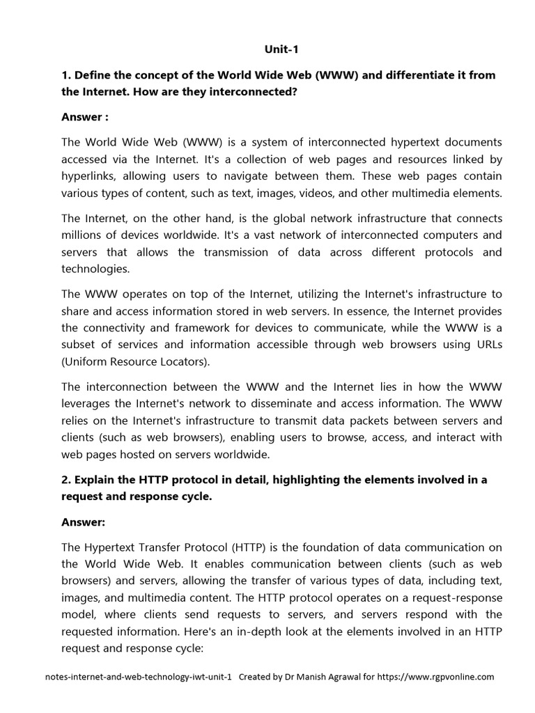 IWT Unit 1: Web Technology Overview | PDF | World Wide Web | Internet & Web