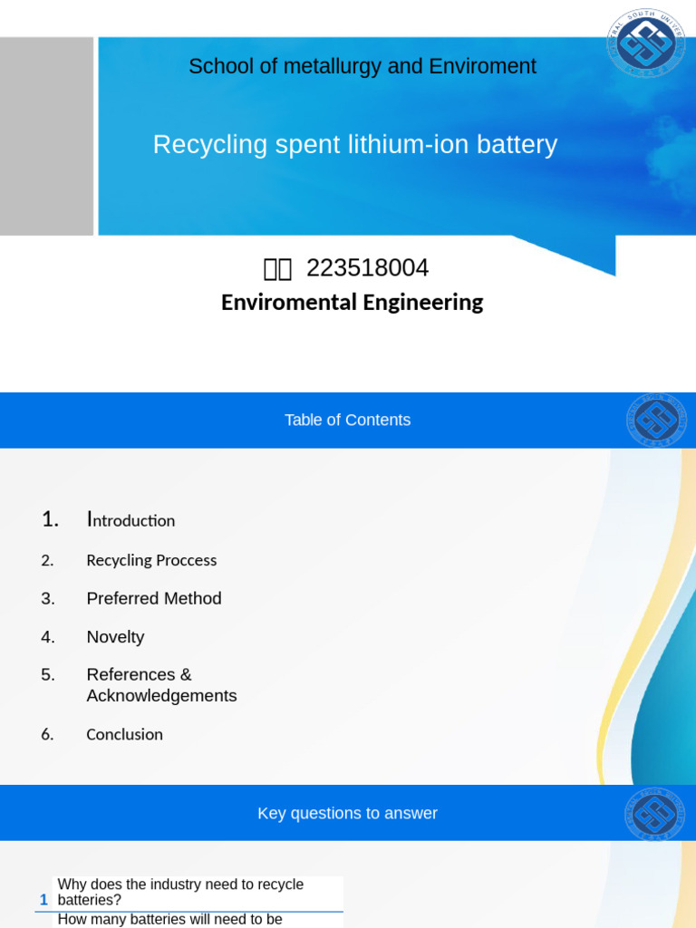 Lithium-Ion Battery Recycling Methods | PDF | Recycling | Lithium Ion ...