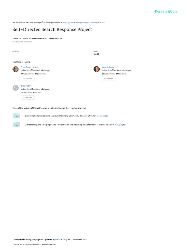 Self-Directed Search Response Study | PDF | Variance | Psychometrics