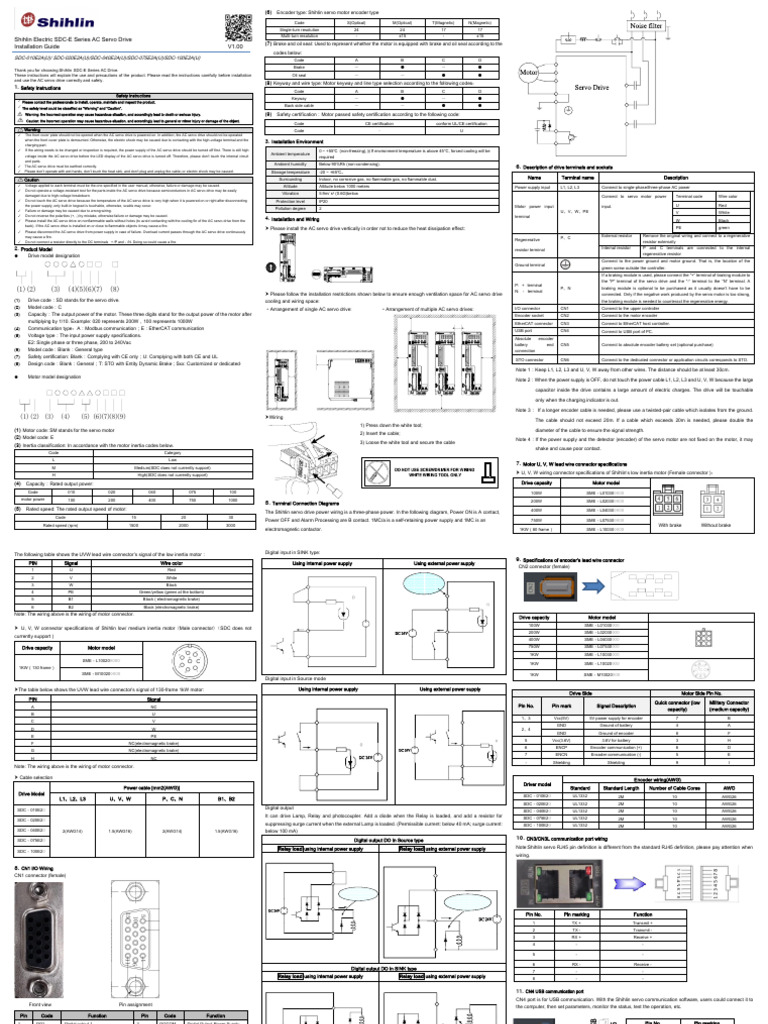 Servo Drive Terminal Connections Guide | PDF | Power Supply ...