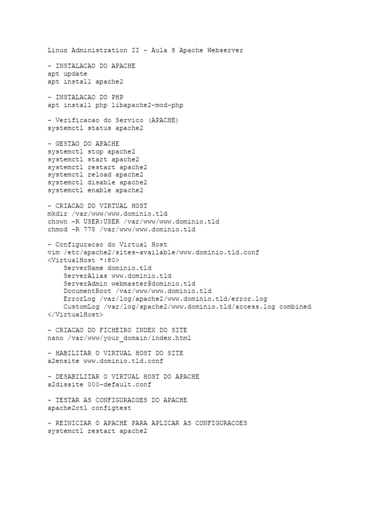Apache Webserver Setup Guide | PDF