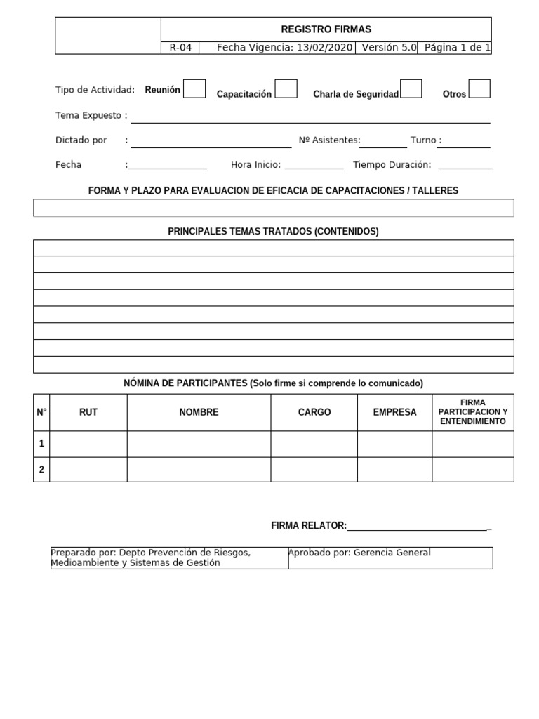 R-04 Registro Firmas | PDF