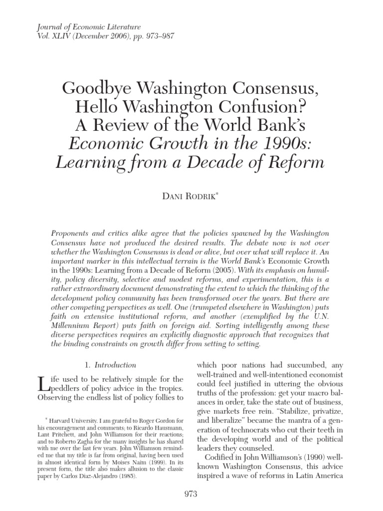 S1 Rodrik Goodbye Washington Consensus | PDF | Washington Consensus ...