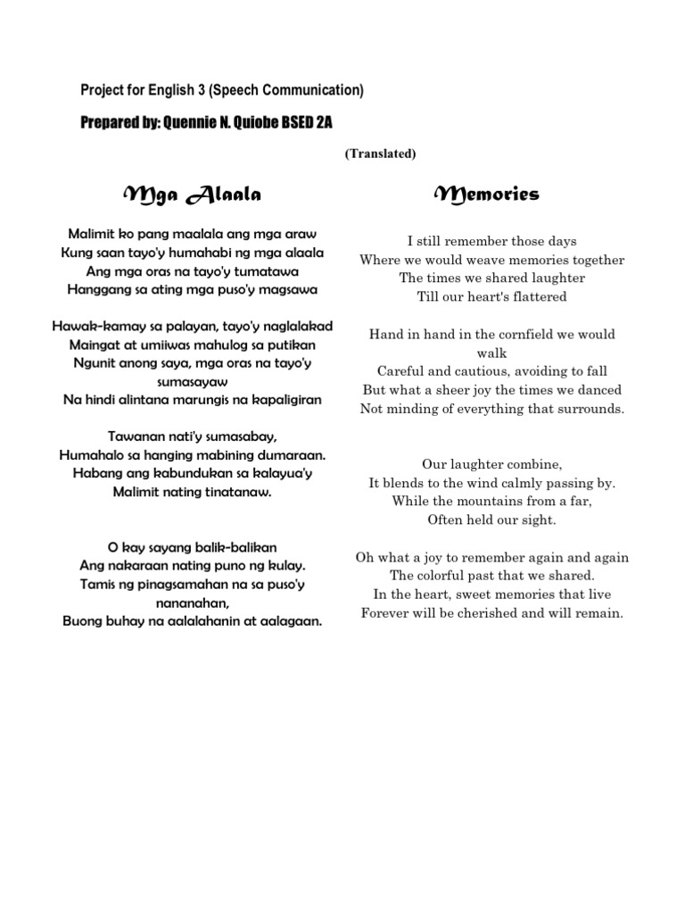 Translating A Tagalog Poem and Dialogue To English | PDF