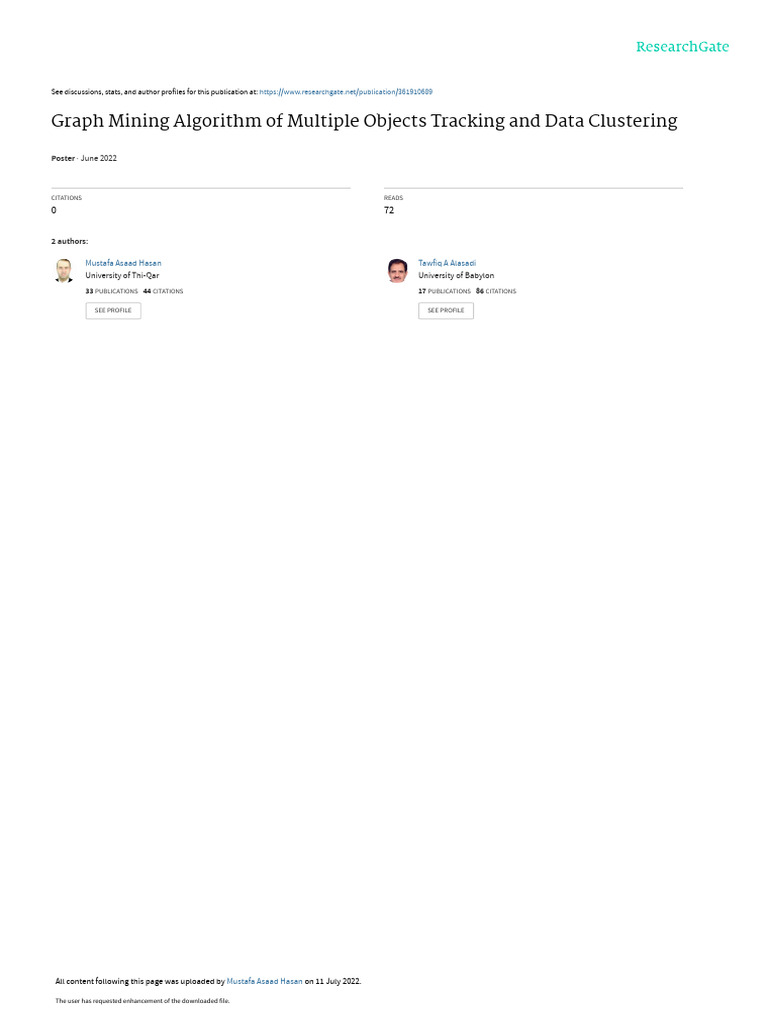 Adaptive Graph Mining for Data Clustering | PDF | Cluster Analysis ...