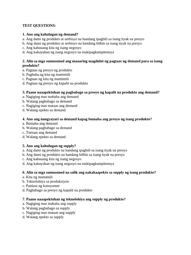Test Questions 2 | PDF