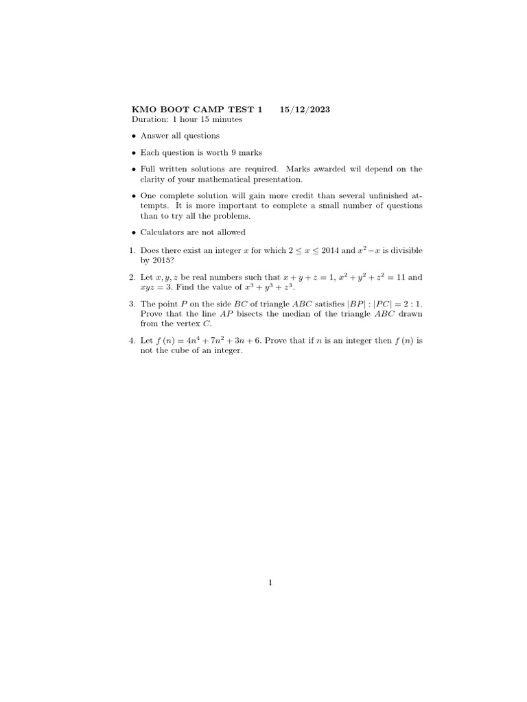 KMO Boot Camp Test 1 Overview | PDF