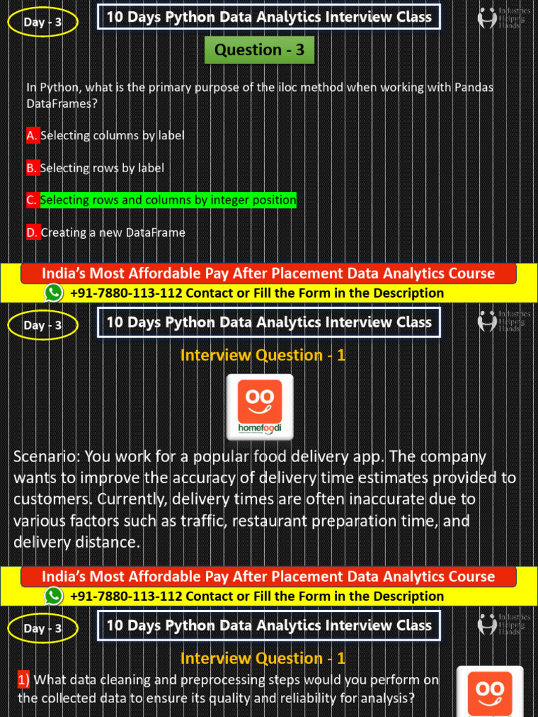 Python Data Analyst Interview Questions | PDF | Data Analysis | Python ...