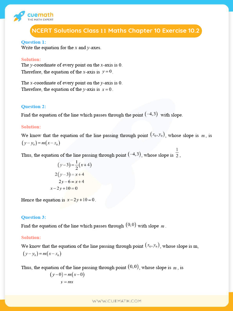 Ncert Solutions Class 11 Maths Chapter 10 Ex 10 2 | PDF | Line ...