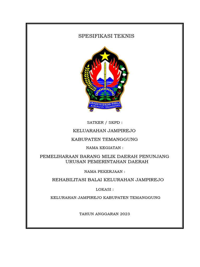 Rehabilitasi Balai Kelurahan Jampirejo | PDF