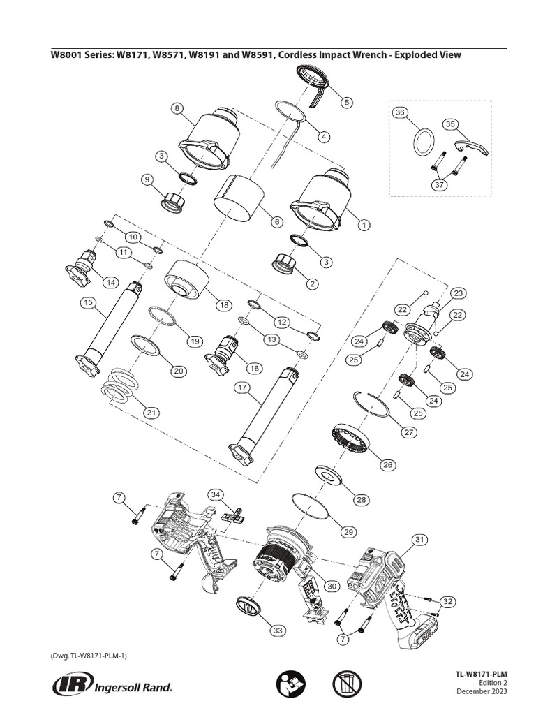 W8001 Series: W8171, W8571, W8191 and W8591, Cordless Impact Wrench ...