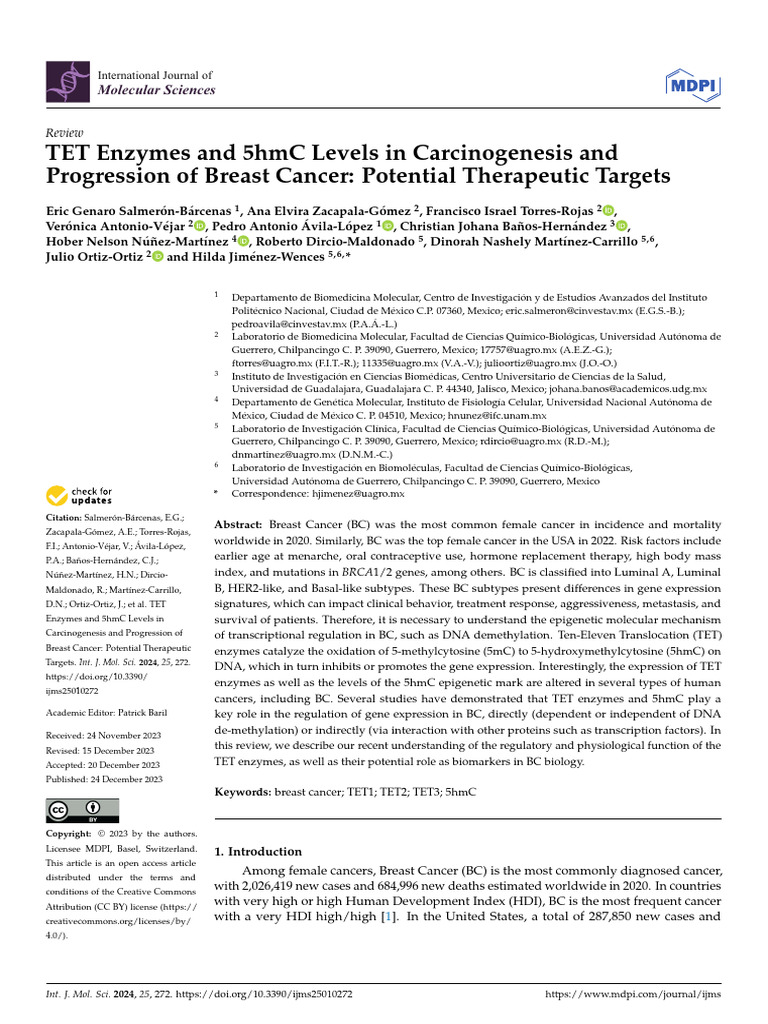 2023 - TET Enzymes and 5hmC Levels in Carcinogenesis and Progression of ...