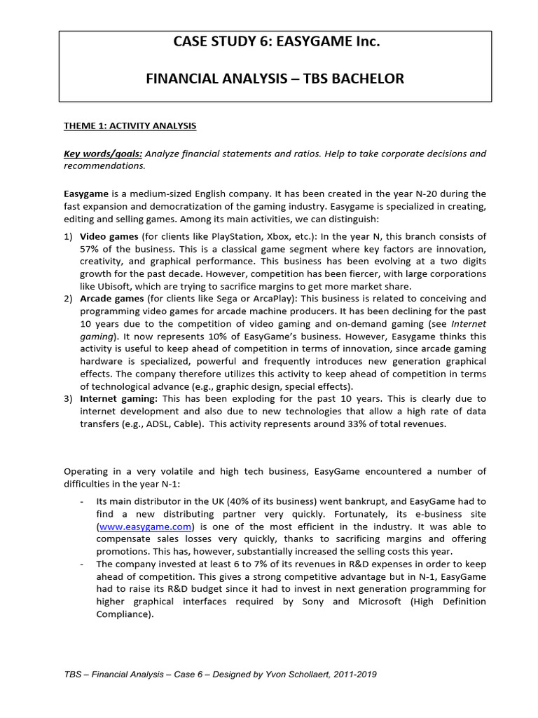 EasyGame Inc. Financial Analysis Case Study | PDF | Equity (Finance ...