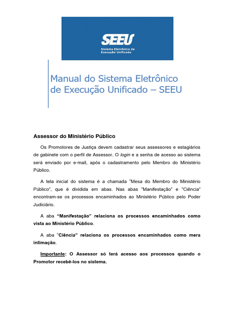 Manual de Acesso ao Sistema SEEU | PDF | Informática