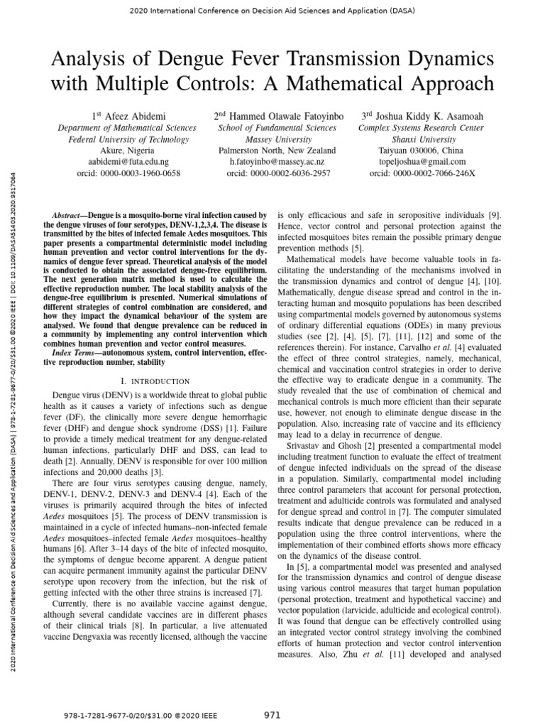 Dengue Fever Transmission Modeling Analysis | PDF | Clinical Medicine ...