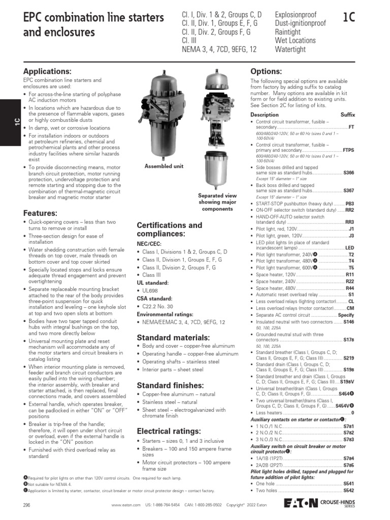 EPC Explosionproof Line Starters | PDF | Power (Physics) | Building ...