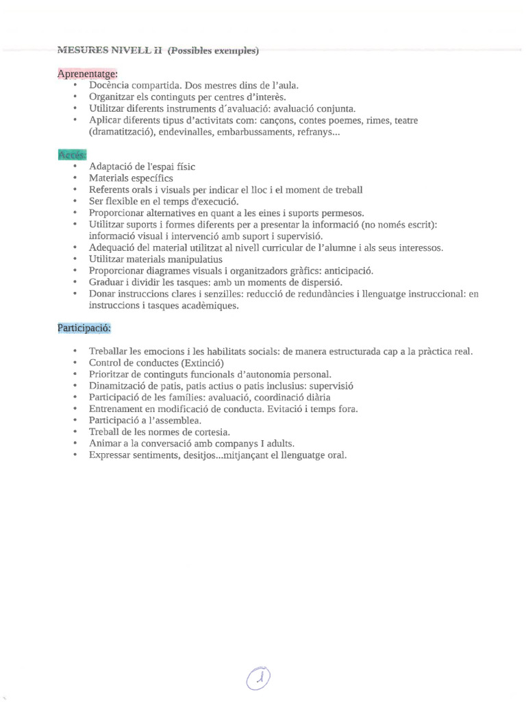 Mesures Nivell II I III | PDF