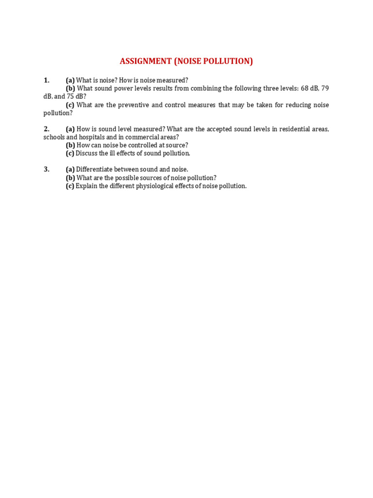 Noise Pollution Assignment Guide Pdf