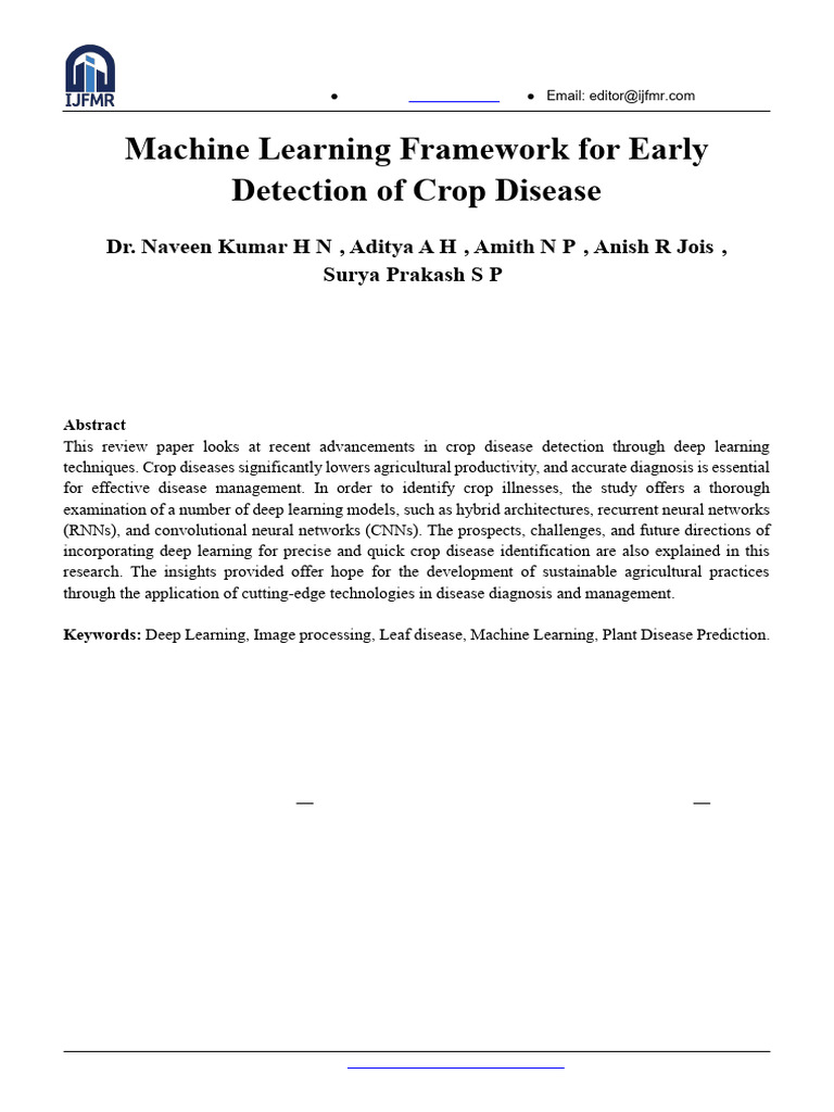 Machine Learning for Crop Disease Detection | PDF | Deep Learning ...