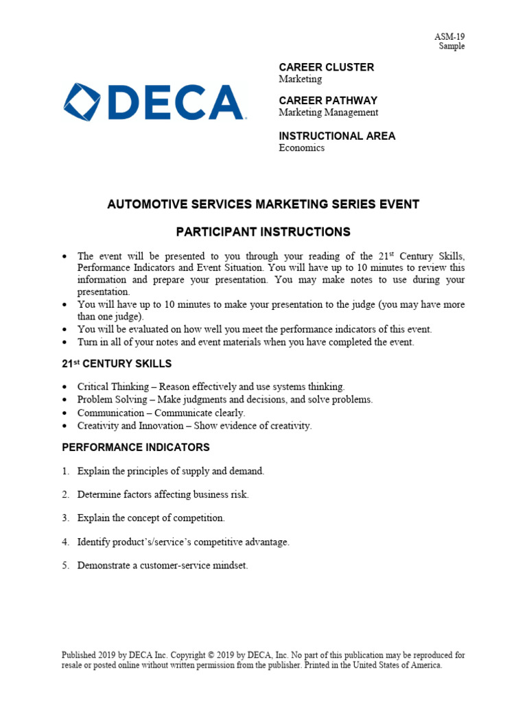 Teach_DECA_ASM_Economics_Sample_RP | PDF | Performance Indicator ...