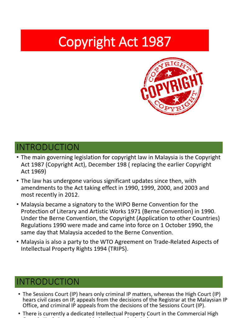 Overview of Malaysia's Copyright Act 1987 | PDF | Copyright ...