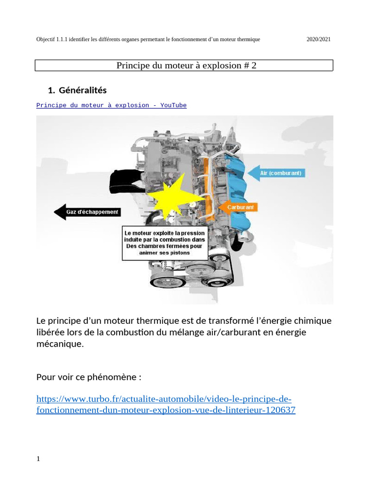 Fonctionnement d'un moteur à explosion | PDF | Piston | La combustion