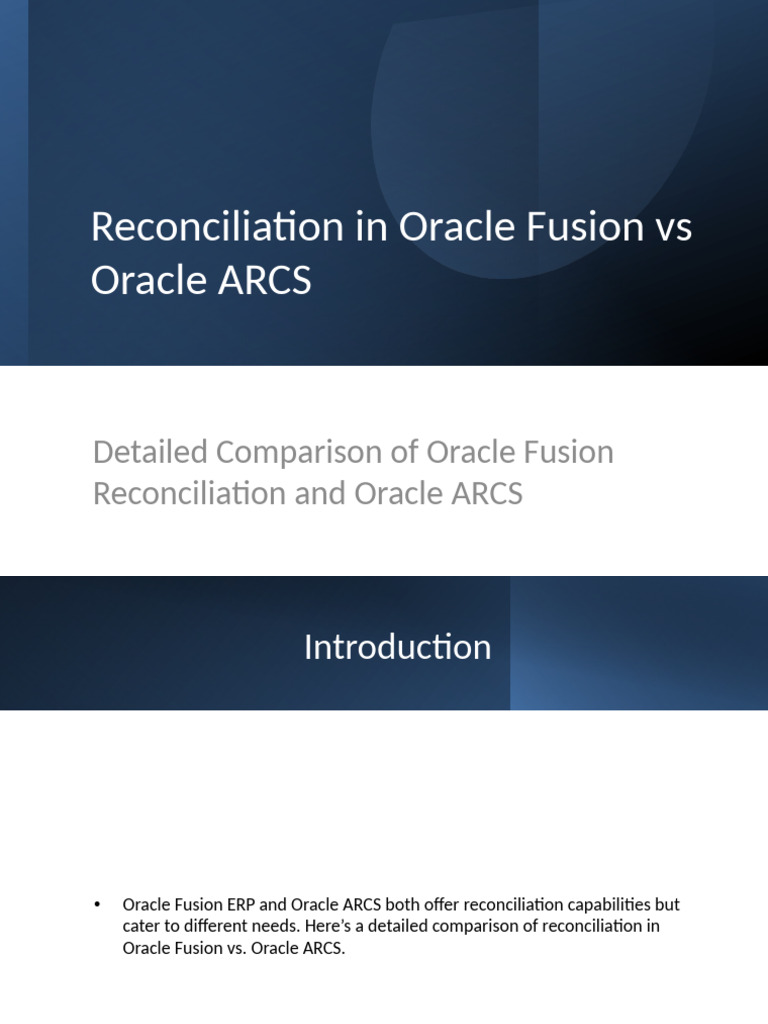 Oracle - Fusion - Vs - ARCS - Reconciliation - Comparison To Be Updated ...