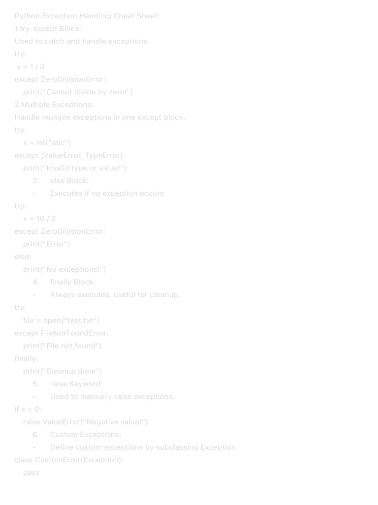 Python Exception Handling Guide | PDF